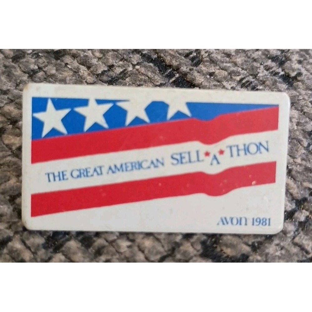 Vintage 1981 Avon Great American Sell A Thon Silver Tone Lapel Pin Pinback